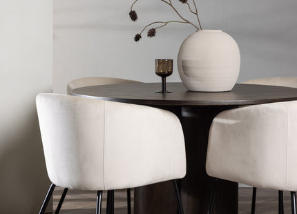 Venture Home Berit & Olivia Matstolar Beige + Runda Matbord ⌀110 Mocca