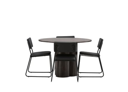 Venture Home Kenth & Olivia Matstolar 2-pack Svart + Runda Matbord ⌀110 Mocca