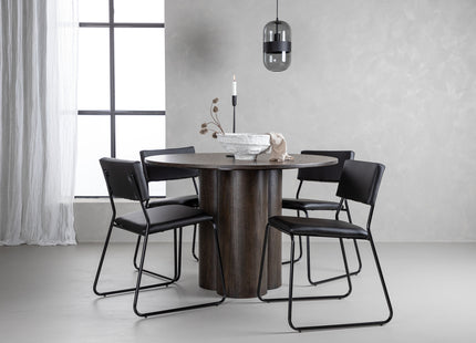 Venture Home Kenth & Olivia Matstolar 2-pack Svart + Runda Matbord ⌀110 Mocca