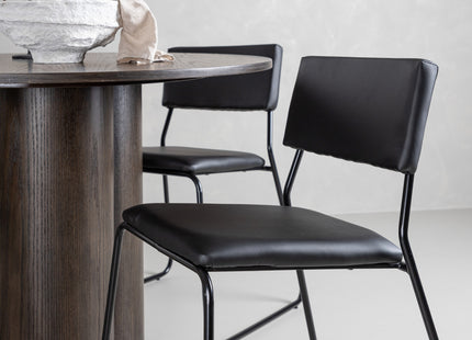 Venture Home Kenth & Olivia Matstolar 2-pack Svart + Runda Matbord ⌀110 Mocca