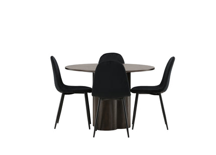 Venture Home Polar & Olivia Matstolar 2-pack Svart + Runda Matbord ⌀110 Mocca