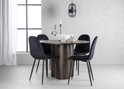 Venture Home Polar & Olivia Matstolar 2-pack Svart + Runda Matbord ⌀110 Mocca