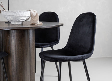 Venture Home Polar & Olivia Matstolar 2-pack Svart + Runda Matbord ⌀110 Mocca
