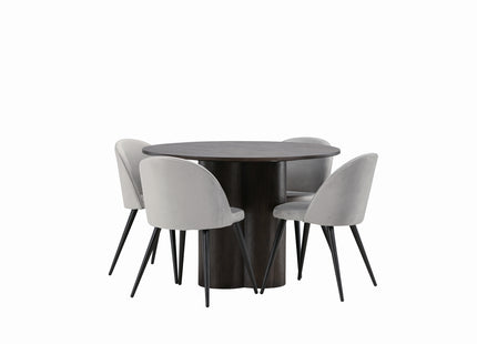 Venture Home Velvet & Olivia Matstolar 2-pack Grå + Runda Matbord ⌀110 Mocca