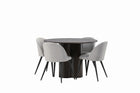 Venture Home Velvet & Olivia Matstolar 2-pack Grå + Runda Matbord ⌀110 Mocca