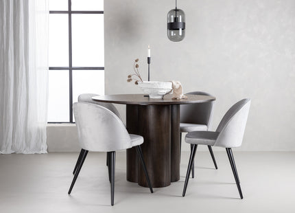 Venture Home Velvet & Olivia Matstolar 2-pack Grå + Runda Matbord ⌀110 Mocca