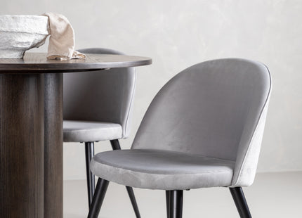 Venture Home Velvet & Olivia Matstolar 2-pack Grå + Runda Matbord ⌀110 Mocca