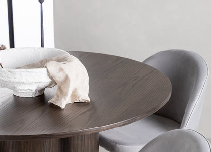 Venture Home Velvet & Olivia Matstolar 2-pack Grå + Runda Matbord ⌀110 Mocca