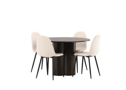 Venture Home Polar & Olivia Matstolar 2-pack Beige + Runda Matbord ⌀110 Mocca