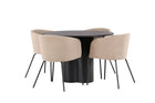 Venture Home Berit & Olivia Matstolar Beige + Runda Matbord ⌀110 Svart