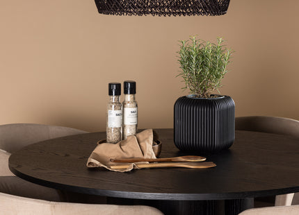 Venture Home Berit & Olivia Matstolar Beige + Runda Matbord ⌀110 Svart