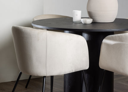 Venture Home Berit & Olivia Matstolar Beige + Runda Matbord ⌀110 Svart