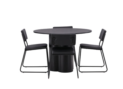 Venture Home Kenth & Olivia Matstolar 2-pack Svart + Runda Matbord ⌀110 Svart