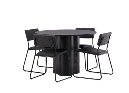 Venture Home Kenth & Olivia Matstolar 2-pack Svart + Runda Matbord ⌀110 Svart
