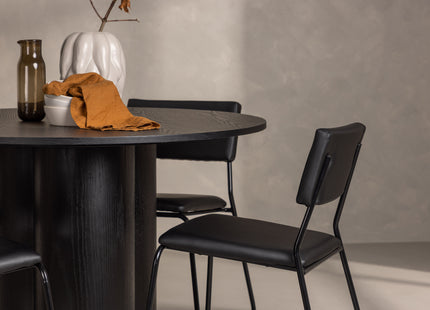 Venture Home Kenth & Olivia Matstolar 2-pack Svart + Runda Matbord ⌀110 Svart