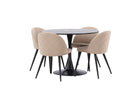 Venture Home Velvet & Glade Matstolar 2-pack Beige + Runda Matbord ⌀100 Svart