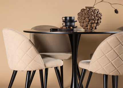 Venture Home Velvet & Glade Matstolar 2-pack Beige + Runda Matbord ⌀100 Svart