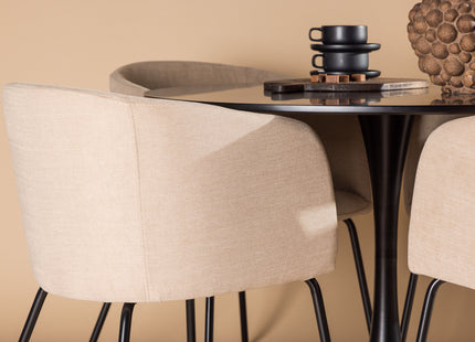 Venture Home Berit & Glade Matstolar Beige + Runda Matbord ⌀100 Svart