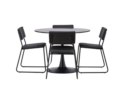 Venture Home Kenth & Glade Matstolar 2-pack Svart + Runda Matbord ⌀100 Svart