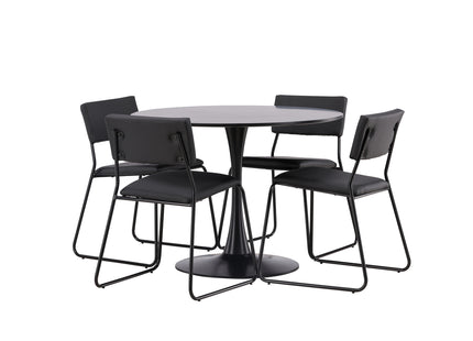 Venture Home Kenth & Glade Matstolar 2-pack Svart + Runda Matbord ⌀100 Svart