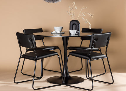 Venture Home Kenth & Glade Matstolar 2-pack Svart + Runda Matbord ⌀100 Svart