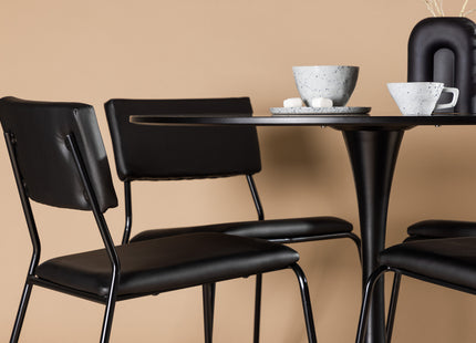 Venture Home Kenth & Glade Matstolar 2-pack Svart + Runda Matbord ⌀100 Svart