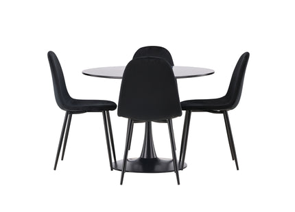 Venture Home Polar & Glade Matstolar 2-pack Svart + Runda Matbord ⌀100 Svart