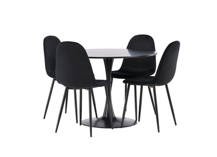 Venture Home Polar & Glade Matstolar 2-pack Svart + Runda Matbord ⌀100 Svart