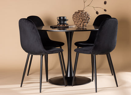 Venture Home Polar & Glade Matstolar 2-pack Svart + Runda Matbord ⌀100 Svart