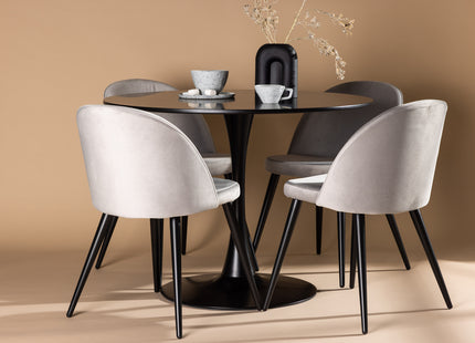 Venture Home Velvet & Glade Matstolar 2-pack Grå + Runda Matbord ⌀100 Svart