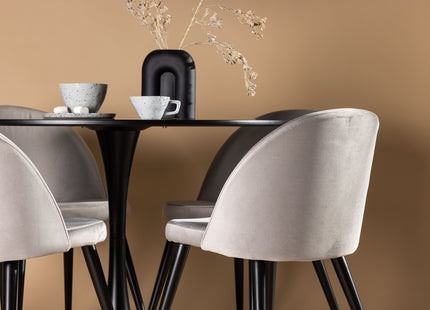 Venture Home Velvet & Glade Matstolar 2-pack Grå + Runda Matbord ⌀100 Svart