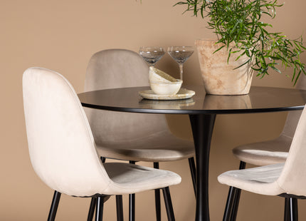 Venture Home Polar & Glade Matstolar 2-pack Beige + Runda Matbord ⌀100 Svart