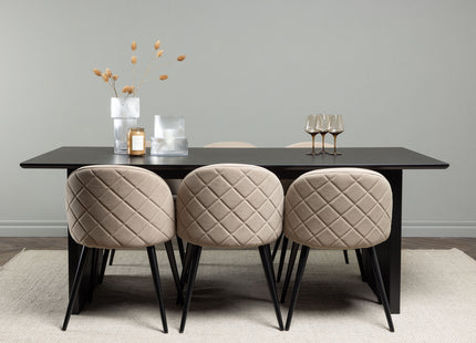 Venture Home Velvet & Vail Matstolar 2-pack Beige + Rektangulära Matbord 200 × 100 Svart