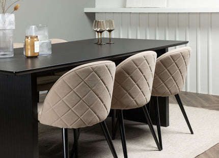 Venture Home Velvet & Vail Matstolar 2-pack Beige + Rektangulära Matbord 200 × 100 Svart
