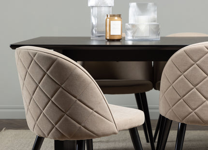 Venture Home Velvet & Vail Matstolar 2-pack Beige + Rektangulära Matbord 200 × 100 Svart