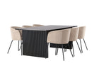 Venture Home Berit & Vail Matstolar Beige + Rektangulära Matbord 200 × 100 Svart