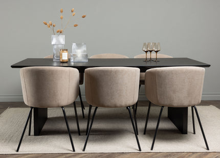 Venture Home Berit & Vail Matstolar Beige + Rektangulära Matbord 200 × 100 Svart