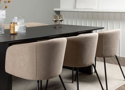 Venture Home Berit & Vail Matstolar Beige + Rektangulära Matbord 200 × 100 Svart