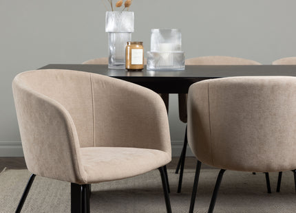 Venture Home Berit & Vail Matstolar Beige + Rektangulära Matbord 200 × 100 Svart