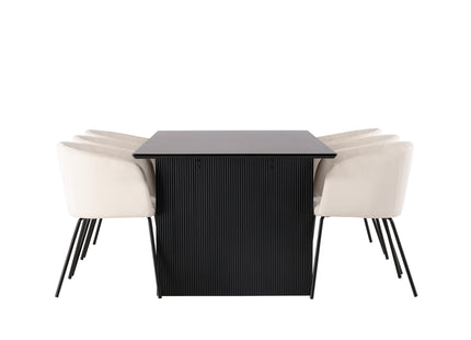 Venture Home Berit & Vail Matstolar Beige + Rektangulära Matbord 200 × 100 Svart
