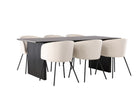 Venture Home Berit & Vail Matstolar Beige + Rektangulära Matbord 200 × 100 Svart