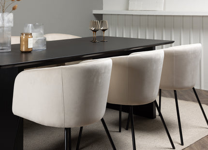 Venture Home Berit & Vail Matstolar Beige + Rektangulära Matbord 200 × 100 Svart