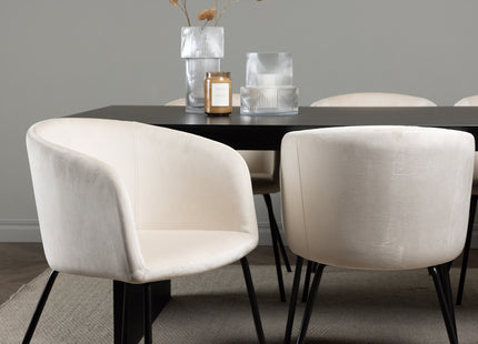 Venture Home Berit & Vail Matstolar Beige + Rektangulära Matbord 200 × 100 Svart