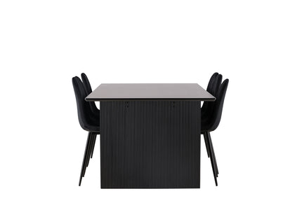 Venture Home Polar & Vail Matstolar 2-pack Svart + Rektangulära Matbord 200 × 100 Svart