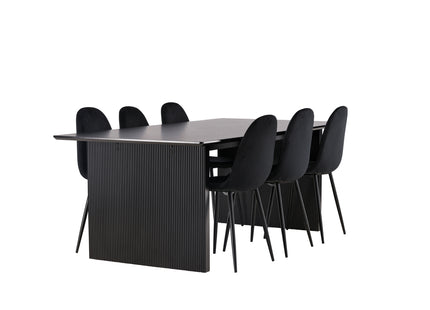 Venture Home Polar & Vail Matstolar 2-pack Svart + Rektangulära Matbord 200 × 100 Svart
