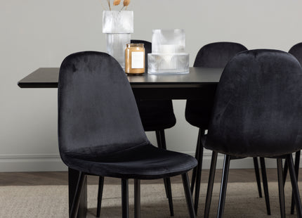 Venture Home Polar & Vail Matstolar 2-pack Svart + Rektangulära Matbord 200 × 100 Svart
