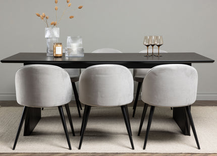 Venture Home Velvet & Vail Matstolar 2-pack Grå + Rektangulära Matbord 200 × 100 Svart
