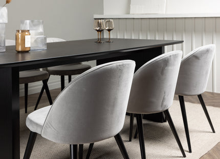Venture Home Velvet & Vail Matstolar 2-pack Grå + Rektangulära Matbord 200 × 100 Svart