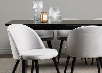Venture Home Velvet & Vail Matstolar 2-pack Grå + Rektangulära Matbord 200 × 100 Svart
