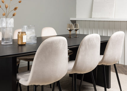 Venture Home Polar & Vail Matstolar 2-pack Beige + Rektangulära Matbord 200 × 100 Svart